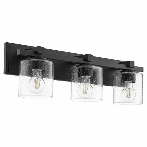 Quorum 3-LT Cylinder Bath Vanity Light - Noir w/Clear/Seeded - 5369-3-269