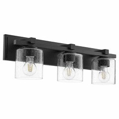 Quorum 3-LT Cylinder Bath Vanity Light - Noir w/Clear/Seeded - 5369-3-269