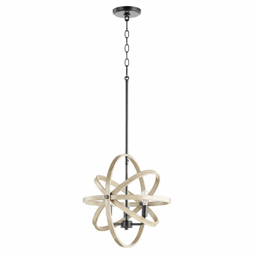Quorum 3-LT Pendant - Noir w/Driftwood finish - 86-3-69