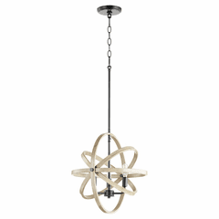 Quorum 3-LT Pendant - Noir w/Driftwood finish - 86-3-69