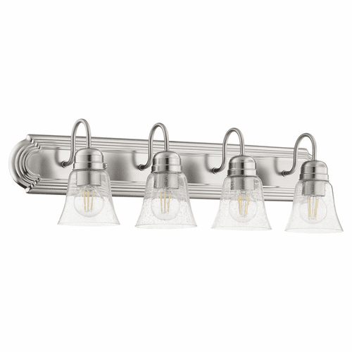 Quorum 4-LT Bath Vanity Light - Satin Nickel w/ Clear/Seeded - 5094-4-265