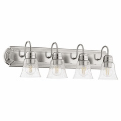 Quorum 4-LT Bath Vanity Light - Satin Nickel w/ Clear/Seeded - 5094-4-265