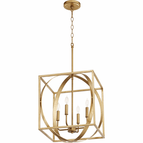 Quorum 4-LT Cube/Sphere Pendant - Gold Leaf - 8150-4-74