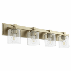 Quorum 4-LT Cylinder Bath Vanity Light - Aged Brass w/ Clear/Seeded - 5369-4-280