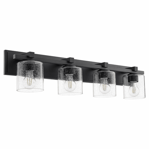 Quorum 4-LT Cylinder Bath Vanity Light - Noir w/Clear/Seeded - 5369-4-269