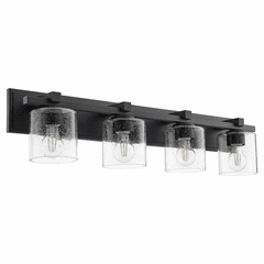 Quorum 4-LT Cylinder Bath Vanity Light - Noir w/Clear/Seeded - 5369-4-269