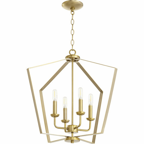 Quorum 4-LT Entry Light - Aged Brass - 894-4-80
