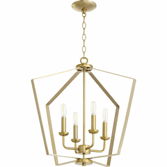 Quorum 4-LT Entry Light - Aged Brass - 894-4-80