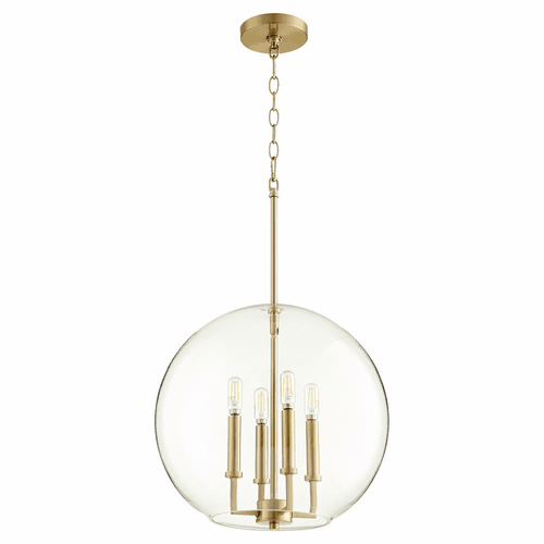 Quorum 4-LT Globe Pendant - Aged Brass  - 873-4-80