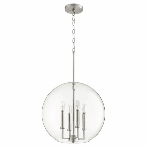 Quorum 4-LT Globe Pendant - Satin Nickel  - 873-4-65