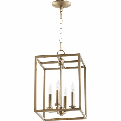 Quorum 4-LT Large Cuboid Entry Light - Aged Brass - 6731-4-80