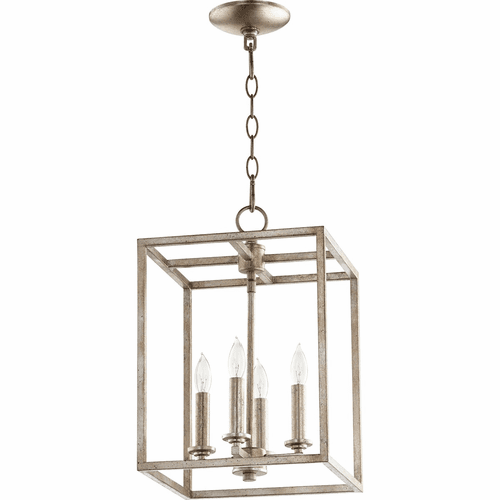 Quorum 4-LT Large Cuboid Entry Light - Aged Silver Leaf - 6731-4-60