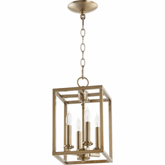 Quorum 4-LT Small Cuboid Entry Light - Aged Brass - 6731-4-180