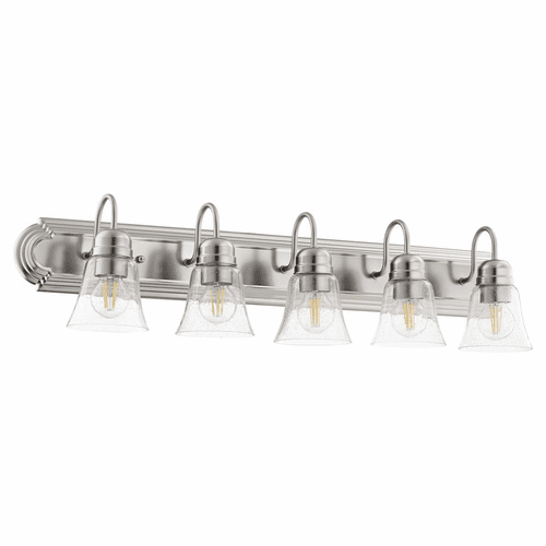 Quorum 5-LT Bath Vanity Light - Satin Nickel w/ Clear/Seeded - 5094-5-265
