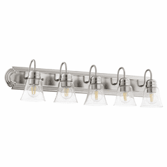 Quorum 5-LT Bath Vanity Light - Satin Nickel w/ Clear/Seeded - 5094-5-265
