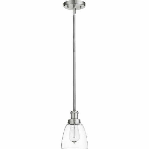 Quorum 6" Clear Bell Pendant - Satin Nickel - 878-165