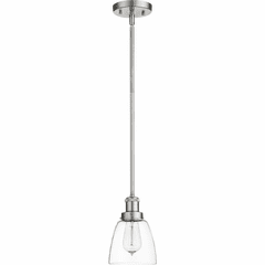 Quorum 6" Clear Bell Pendant - Satin Nickel - 878-165