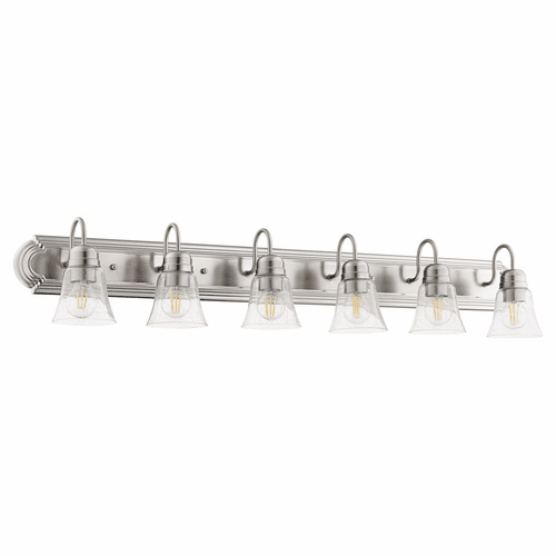 Quorum 6-LT Bath Vanity Light - Satin Nickel w/ Clear/Seeded - 5094-6-265