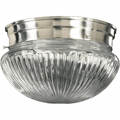Quorum 6" Ribbed Mushroom Flushmount - Satin Nickel - 3012-6-65