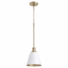 Quorum 8" 1-LT Cone Pendant - Studio White w/Aged Brass - 877-0880