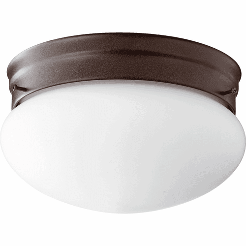 Quorum 8" Mushroom Flushmount - Oiled Bronze W/ Satin Opal - 3023-8-86