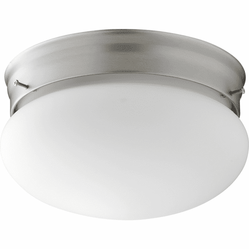 Quorum 8" Mushroom Flushmount - Satin Nickel W/ Satin Opal - 3023-8-65