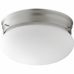 Quorum 8" Mushroom Flushmount - Satin Nickel W/ Satin Opal - 3023-8-65