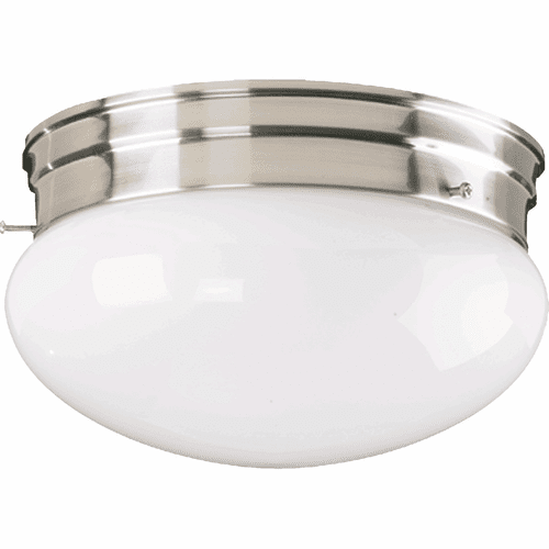 Quorum 8" Plain Mushroom Flushmount - Satin Nickel - 3015-8-65
