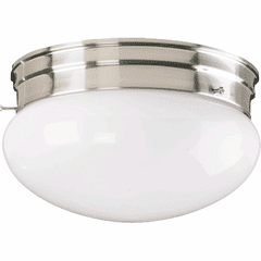 Quorum 8" Plain Mushroom Flushmount - Satin Nickel - 3015-8-65