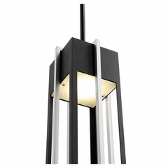 Quorum Al Fresco 1-LT 18" LED Outdoor Pendant - Noir/Brushed Aluminum - 712-18-69
