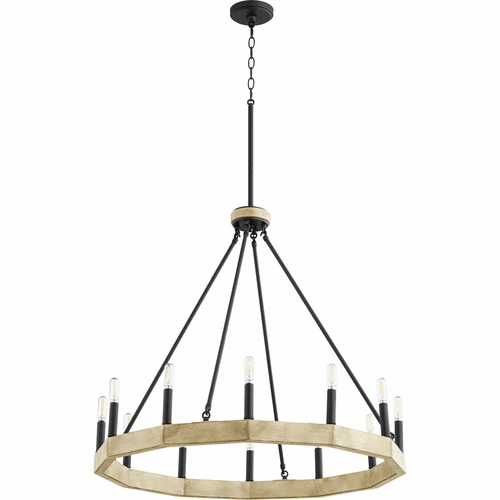 Quorum Alpine 12-LT Chandelier - Noir W/ Driftwood Finish - 6189-12-69