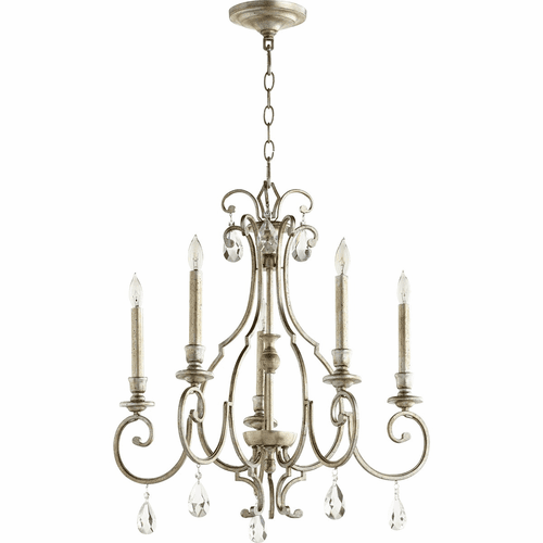 Quorum Ansley 5-LT Chandelier - Aged Silver Leaf - 6014-5-60