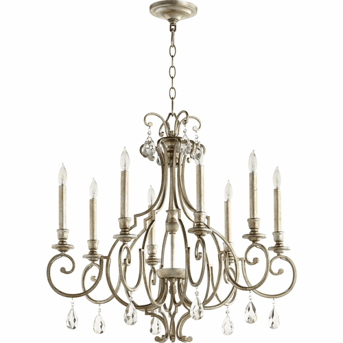 Quorum Ansley 8-LT Chandelier - Aged Silver Leaf - 6014-8-60