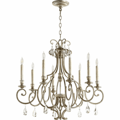 Quorum Ansley 8-LT Chandelier - Aged Silver Leaf - 6014-8-60