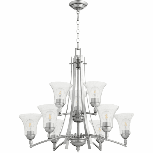 Quorum Aspen 9-LT Chandelier - Classic Nickel - 6177-9-64