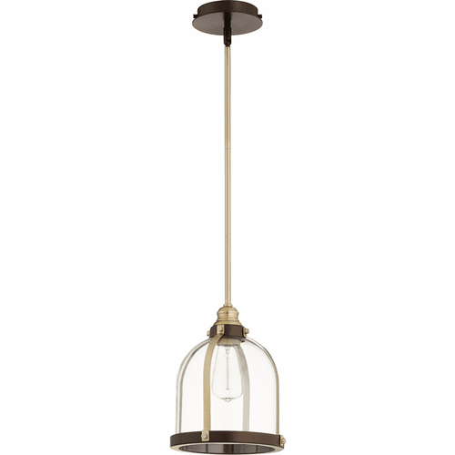 Quorum Banded Dome Pendant - Aged Brass W/ Oiled Bronze - 886-8086