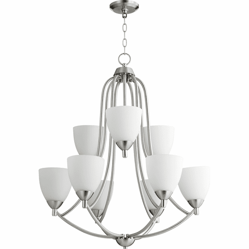 Quorum Barkley 9-LT Chandelier - Satin Nickel - 6069-9-65