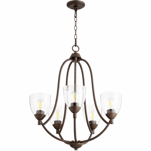 Quorum Barkley Chandelier - Oiled Bronze W/ Clear/Seeded - 6069-5-286