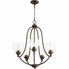 Quorum Barkley Chandelier - Oiled Bronze W/ Clear/Seeded - 6069-5-286