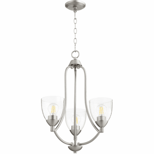 Quorum Barkley Chandelier - Satin Nickel W/ Clear/Seeded - 6069-3-265