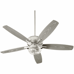 Quorum Breeze 52" 2LT Outdoor 5-Blade Patio Ceiling Fan - Satin Nickel - 170525-65