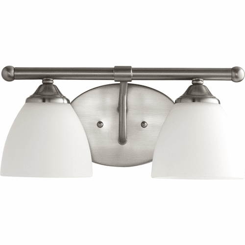 Quorum Brooks 2-LT Vanity - Satin Nickel W/ Satin Opal - 5150-2-65
