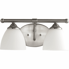Quorum Brooks 2-LT Vanity - Satin Nickel W/ Satin Opal - 5150-2-65