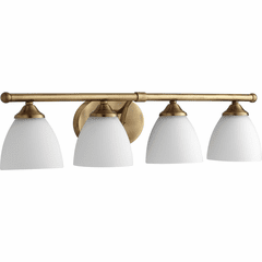 Quorum Brooks 4-LT Vanity - Aged Brass W/ Satin Opal - 5150-4-80