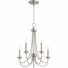 Quorum Brooks 5-LT Candle Chandelier - Satin Nickel - 6250-5-65 Quorum Brooks 5-LT Candle Chandelier - Satin Nickel - 6250-5-65