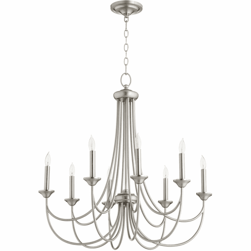 Quorum Brooks 8-LT Candle Chandelier - Satin Nickel - 6250-8-65
