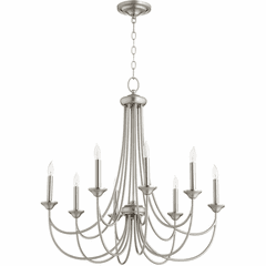 Quorum Brooks 8-LT Candle Chandelier - Satin Nickel - 6250-8-65