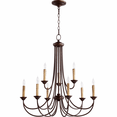 Quorum Brooks 9-LT Candle Chandelier - Oiled Bronze - 6250-9-86