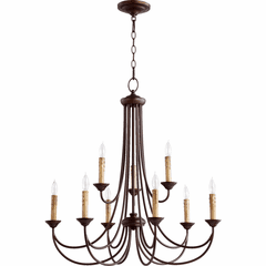 Quorum Brooks 9-LT Candle Chandelier - Oiled Bronze - 6250-9-86