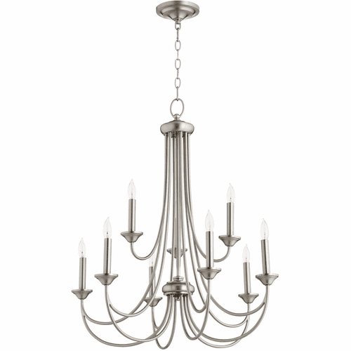 Quorum Brooks 9-LT Candle Chandelier - Satin Nickel - 6250-9-65